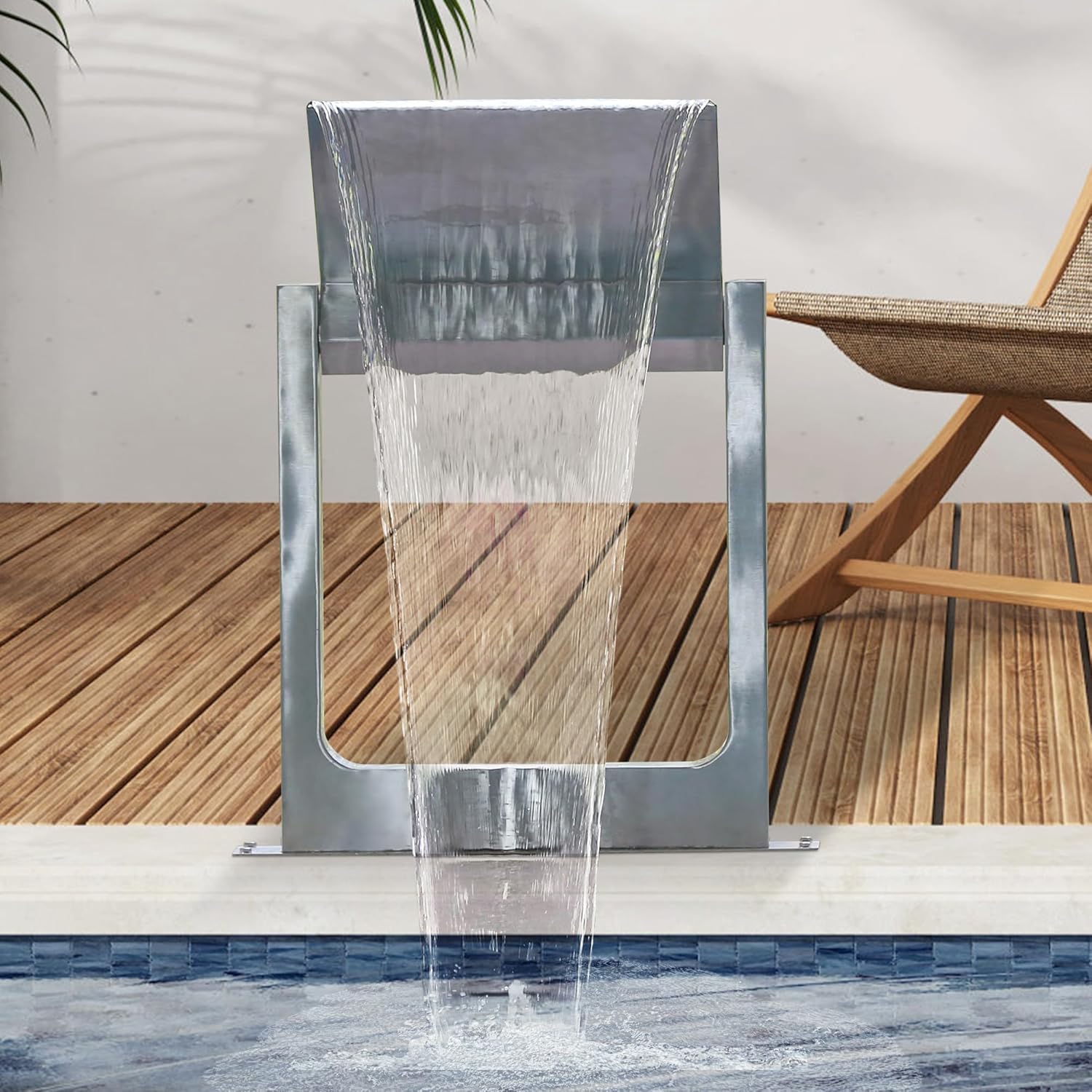 180° Rotating 304 Stainless Steel Waterfall Spillway, Swimming Pool & Garden Cascade Waterfall Fountain with Adjustable Spray Direction and Angle for Upscale Resorts, Luxury Residences