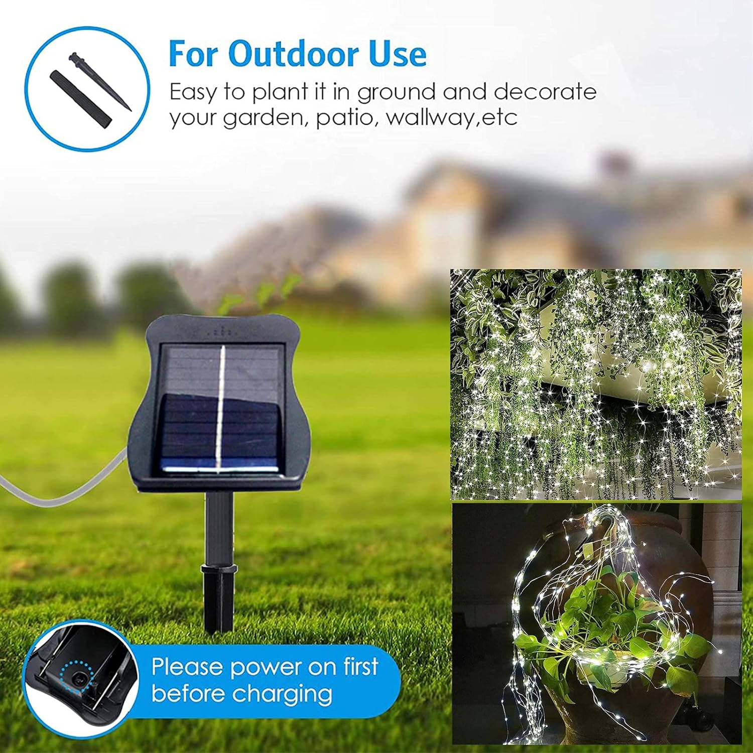 Solar Garden Lights Outdoor, Solar Watering Can Lights Garden Decor Gifts for Grandma Mom, Waterproof Hanging Lantern with String Lights Yard Decoration (Cool White-No Can)
