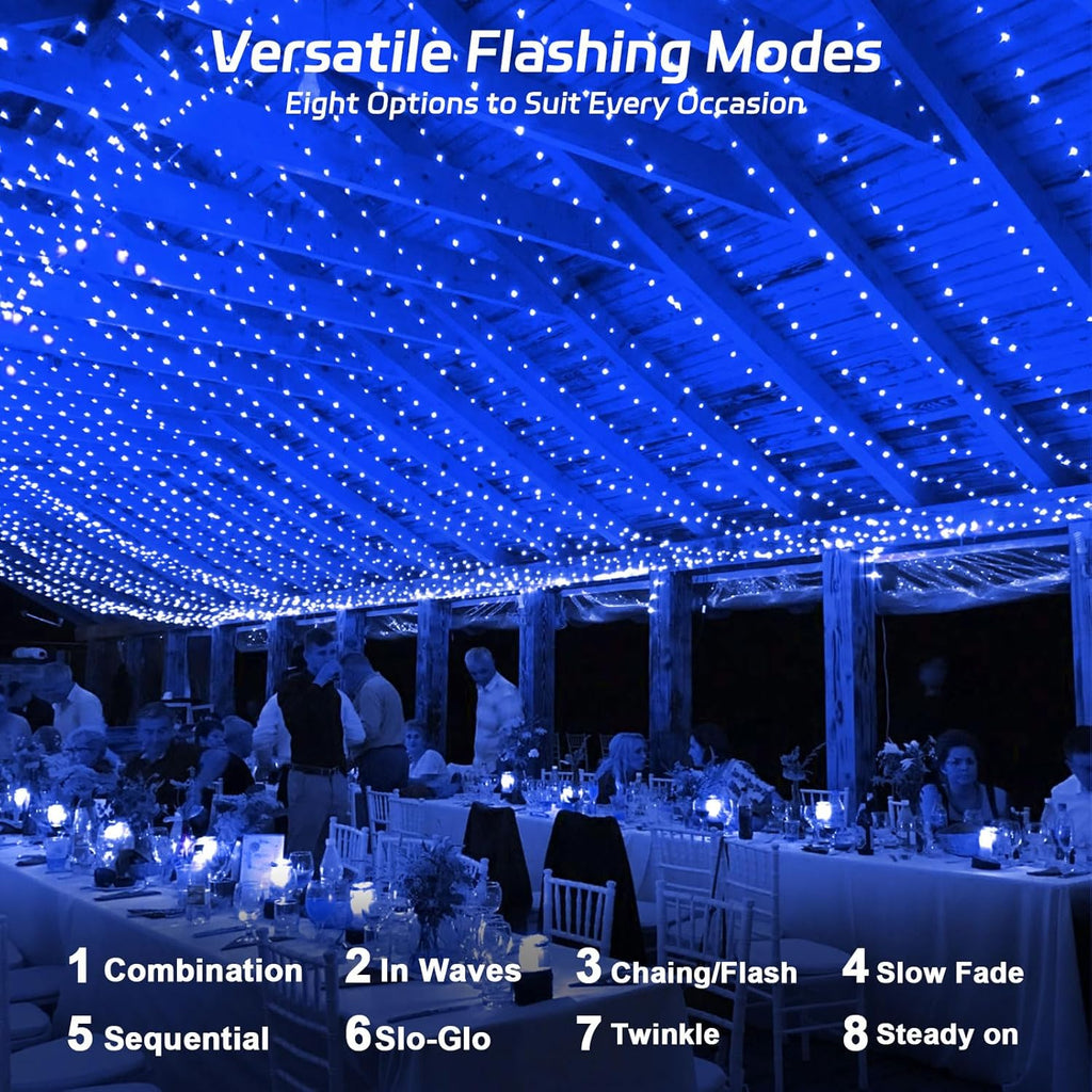 Solar Fairy Lights Blue Outdoor Waterproof,16.4ft 50LED Solar String Lights Blue for Outside 8 Modes 2 Packs for Patio Backyard Garden Deorations Blue
