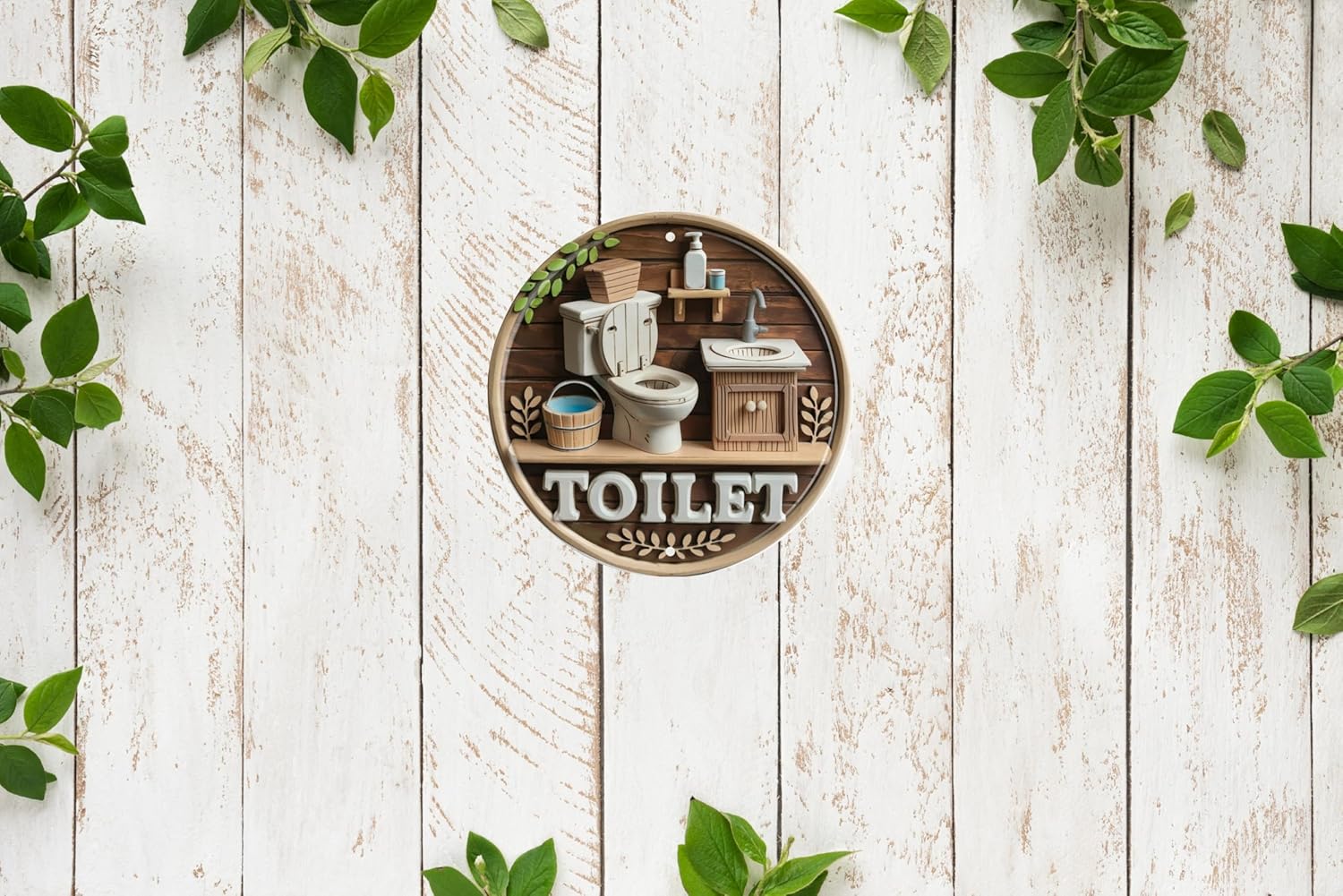 Toilet Sign Hanging Metal Sign 8x8 In Bathroom Wall Prompt Sign Suitable for Outdoor Spaces