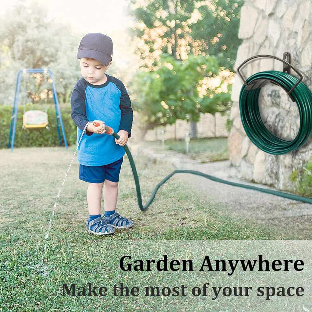 Eastrans Wall Mounted Garden Hose Holder Hold 125ft 3/4" Hose, Durable and Heavy Duty Rust-Free Hose Hanger for Water Hose, Keep Your Backyard Neat and Clean,Brown