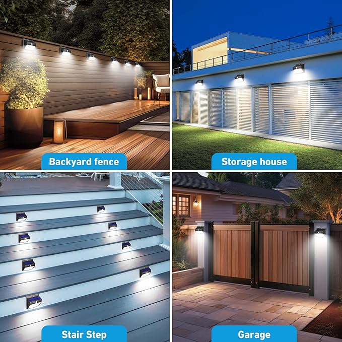 [6 Packs] Solar Lights Outdoor Motion Sensor Solar Security Lights Waterproof with 3 Lighting Modes Solar Powered Wall Lights Outside for Garden Fence Yard Deck