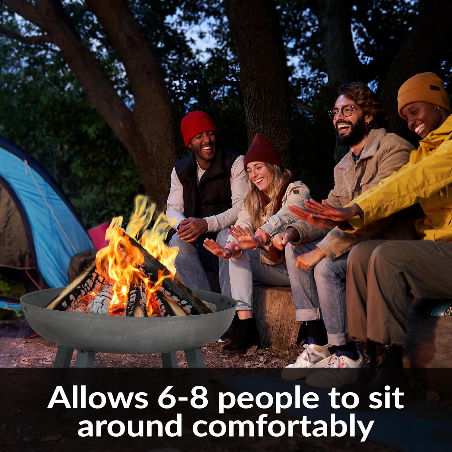 Sunnydaze 34-Inch Cast Iron Heavy-Duty Fire Pit for Outside - Wood-Burning Outdoor Fire Pit Bowl with Handles - Steel Finish