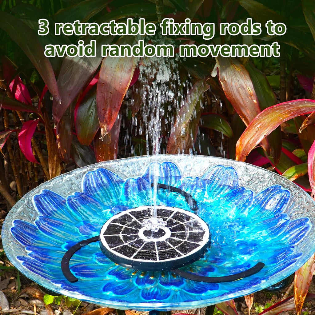 AISITIN 3.7W Solar Bird Bath Fountain Upgraded 6.3" Solar Glass Panel, Solar Powered Fountain Pump with Integrated Bracket & Storage for Bird Bath, Pond, Garden, Aquarium and Outdoor