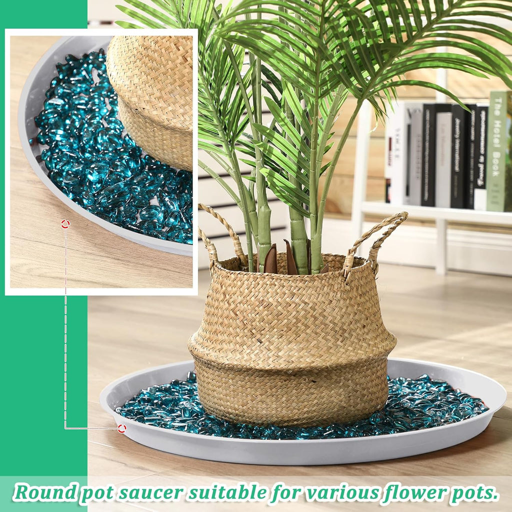 Eccliy 6 Pack Plastic Plant Saucer Heavy Duty Planter Saucers Large Plant Pot Saucers Plastic Water Trays for Indoors and Outdoors Flower Plant Plant Drip (White,25 Inch)