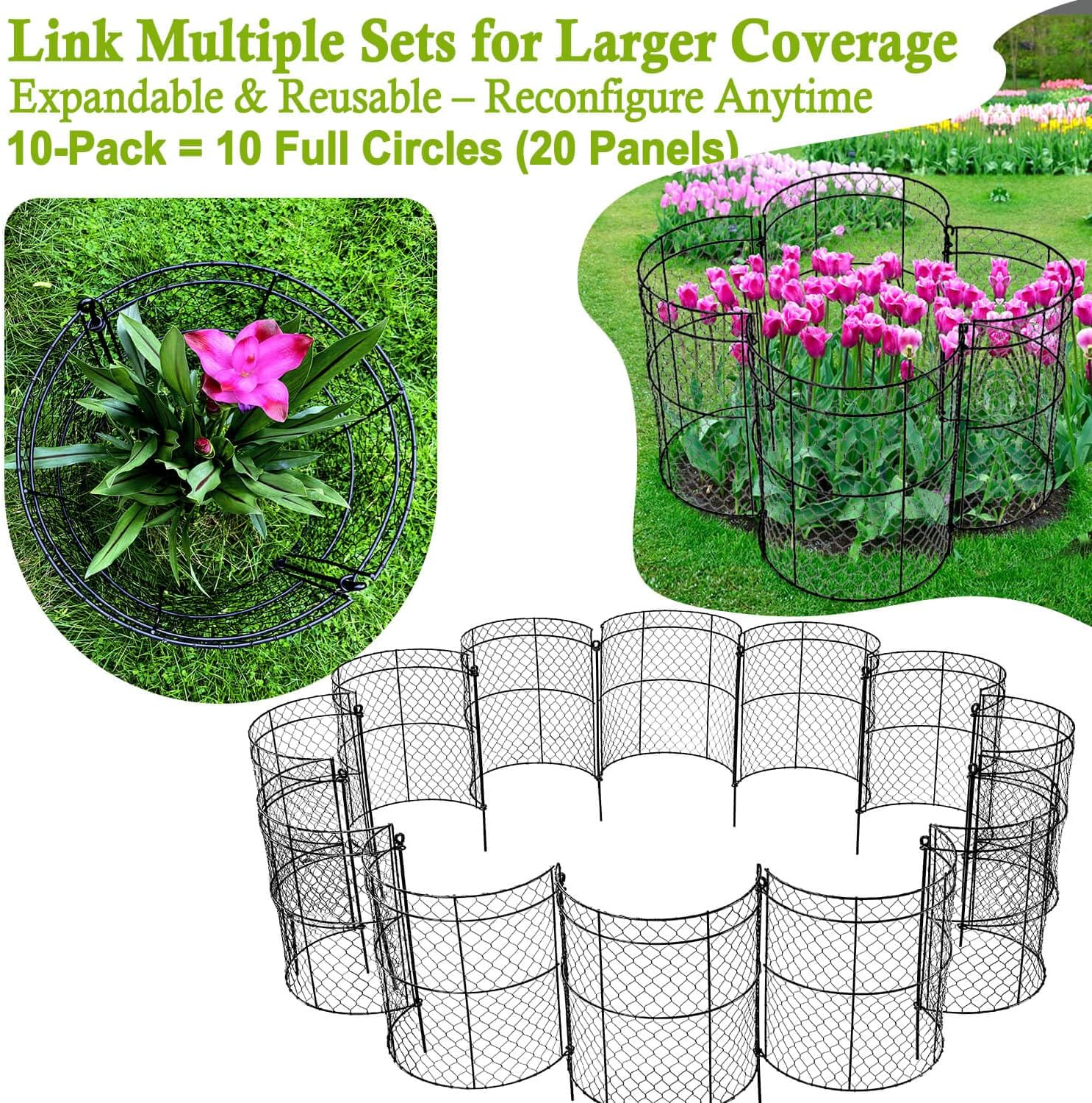 10 Pack Garden Plant Protection Cloches 14"x16", Heavy Duty Chicken Wire Plant Protectors, Rustproof Metal Garden Cages to Shield Seedlings, Flowers & Vegetables from Animals