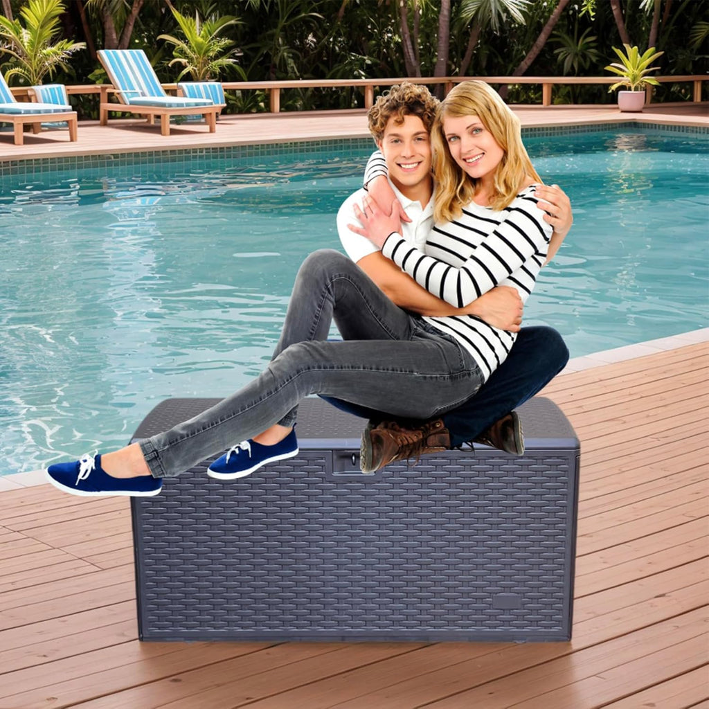 73 Gallon Resin Outdoor Storage Box,Waterproof Deck box for Patio Furniture,Garden Tools,Lockable Patio Storage Box,Blow-Molded HDPE