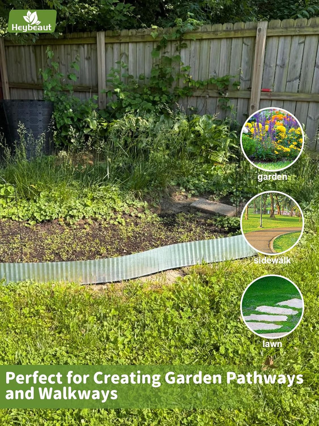 Corrugated Metal Garden Edging - 6" x40' Galvanized Steel Border, Durability Easy to Cut, Easy Installation & Stability, Ideal for DIY Flower Beds, Pathways and Patio Design Silver