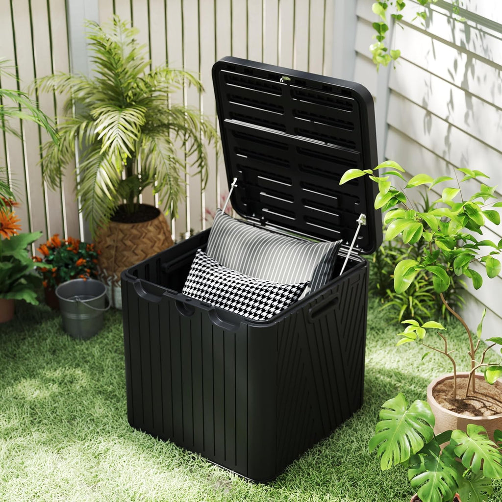 Kingdura 60 Gallon Outdoor Storage Box, Waterproof Resin Deck Box for Indoor and Outdoor Use, Lockable Storage Container for Patio Furniture Cushions Garden Tools (Black, 60 Gallon)