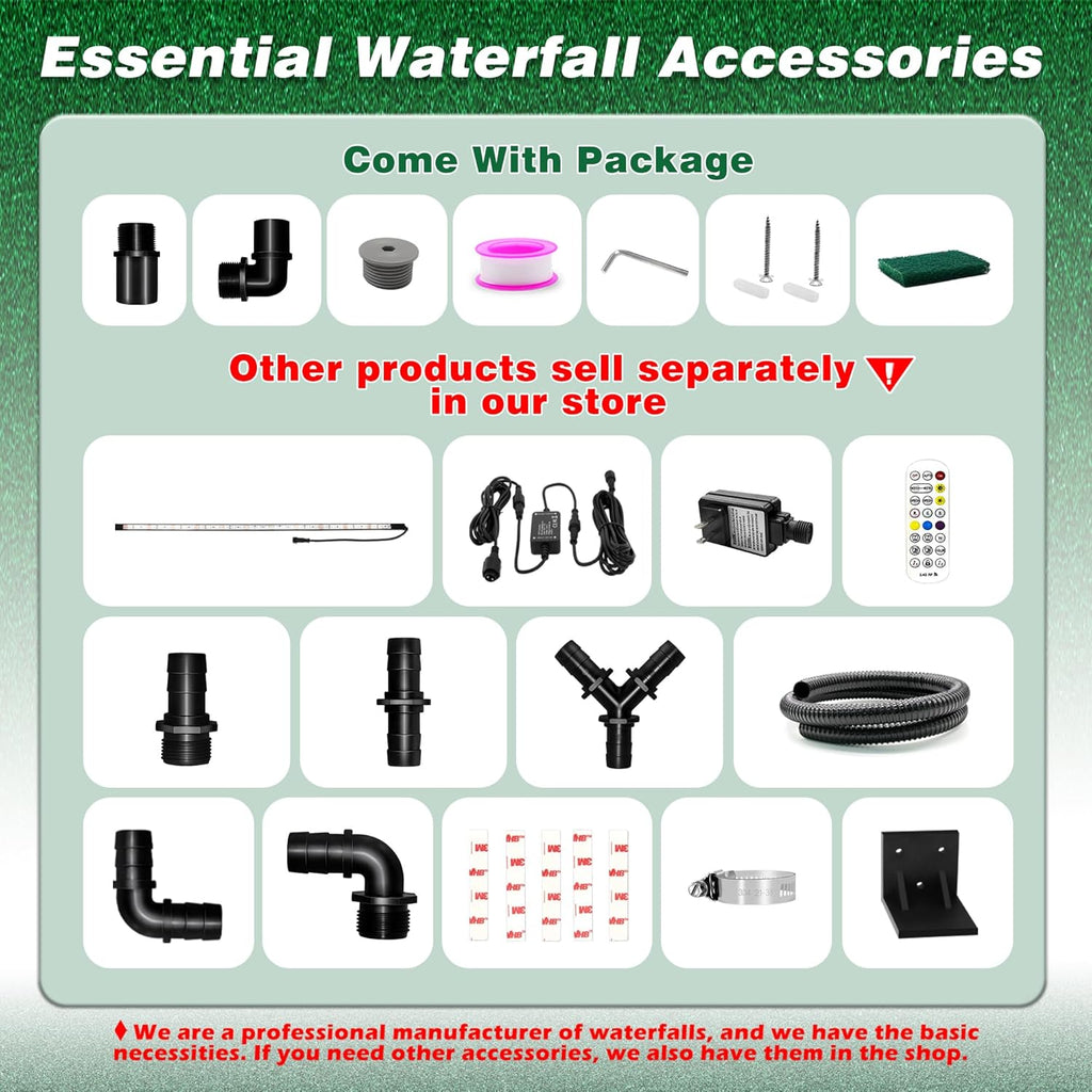 Pool Fountain Waterfall Spillway with Wider Water Flow Platform, Stainless Steel Waterfall with Pipe Connector Kits, Water Feature Spillway for Garden Decor, Patio, Ponds, 11.8"x11.8"x3.9