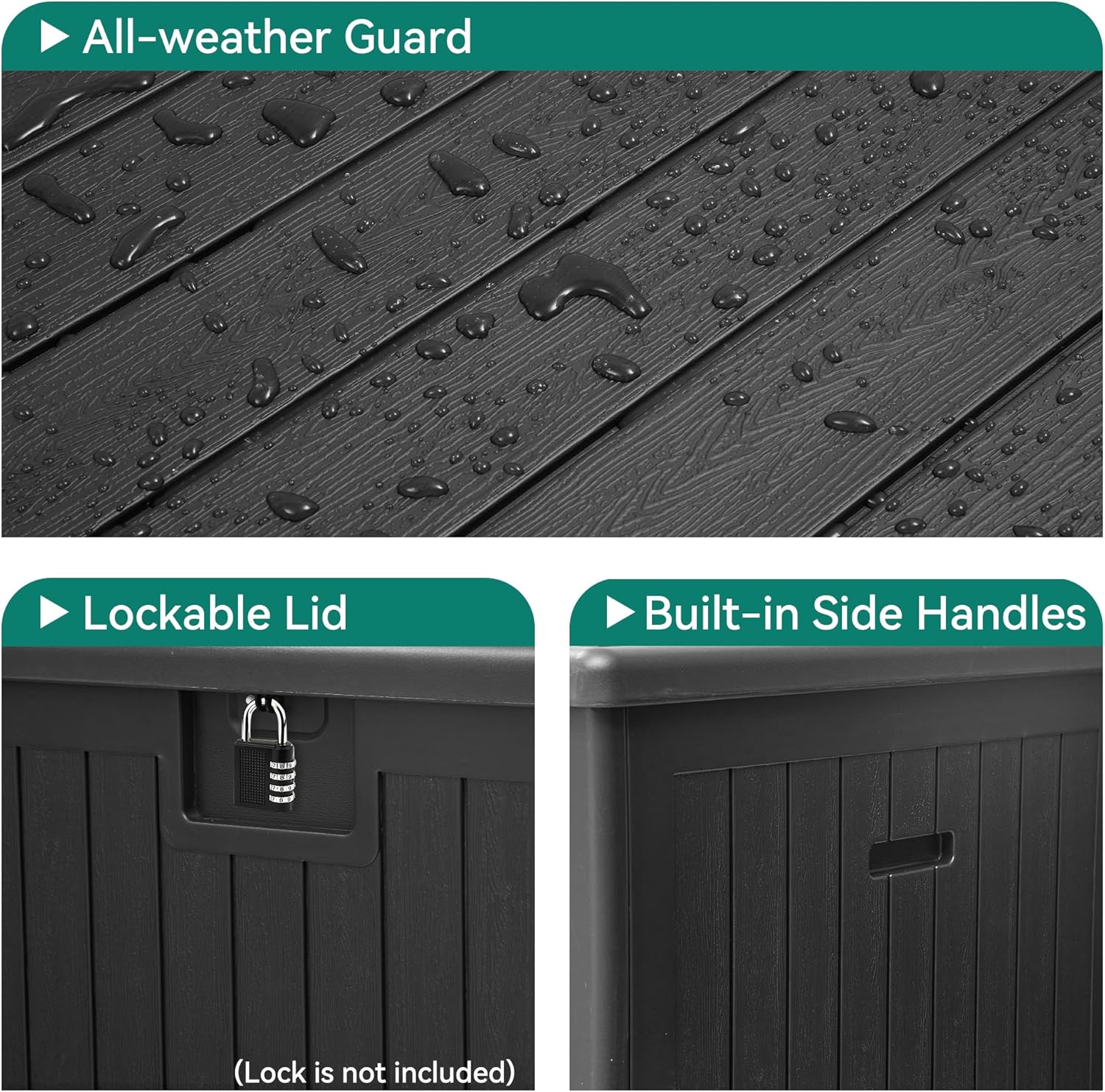 YITAHOME 150 Gallon Double-Wall Deck Box with Side Handles, Outdoor Large Storage for Patio Furniture Cushions, Garden Pool Accessories, Water Resistant & Lockable