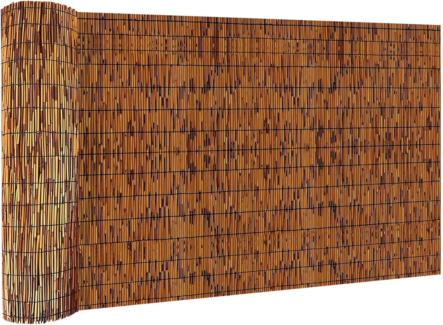 Bamboo Reed Fencing, Light Russet Bamboo Screens Outdoor, Decorative Privacy Screen Reed Curtains for Patio Balcony Garden Backyard, 5 x 10 FT