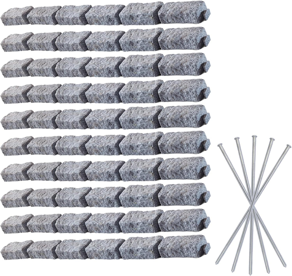 Beuta Landscape Edging | Garden Edging Border | Faux Stone Bricks for Lawn edging, Flower beds, Pathways & Yard Edging– 10 Packs | Each Section Has 6 Bricks 48"L x 4"W x 2.25"H | 30 Spikes |Greystone
