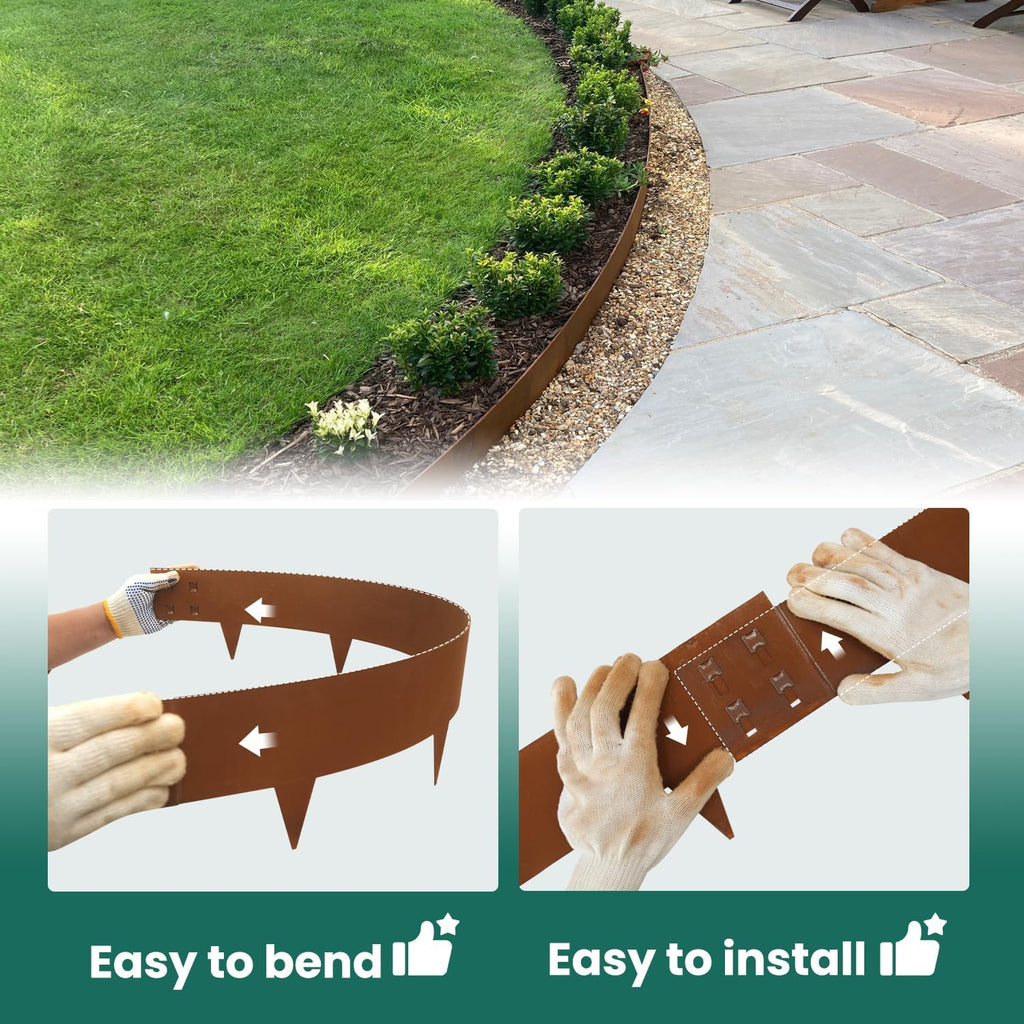 Corten Steel Landscape Edging 40" Lx 6" H Steel Landscaping Edging 6 pcs Metal Landscape Edging Garden Landscaping Border Edge for Yard Lawn by GZGNEEVL