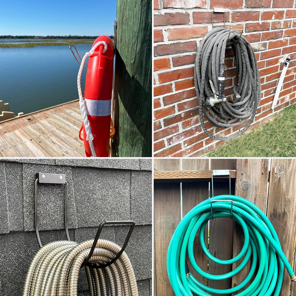 Garden Hose Holder Water Hose Hanger Wall Mounted,304Stainless Steel Solid Hose Hook Holds Up to 150Ft Garden Hose, Expandable Hose, Water Hose -Black