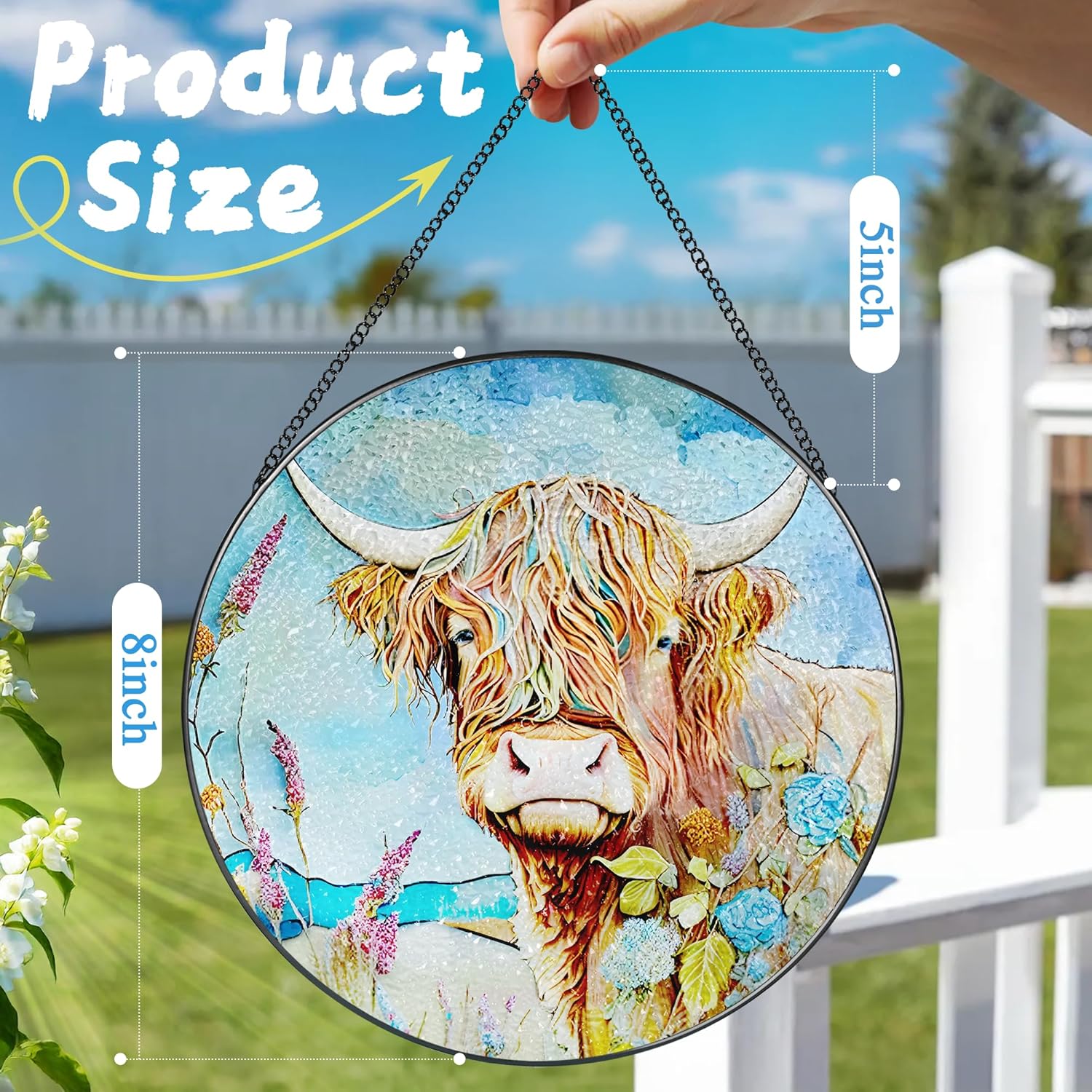 Stained Glass Window Hanging, Stained Glass Suncatcher, Cow Sun Catcher, Window Hanging Decor, Cow Gift, Gifts for Mothers Day or Fathers Day, Christmas or Birthday Gift, Gifts for Her Him