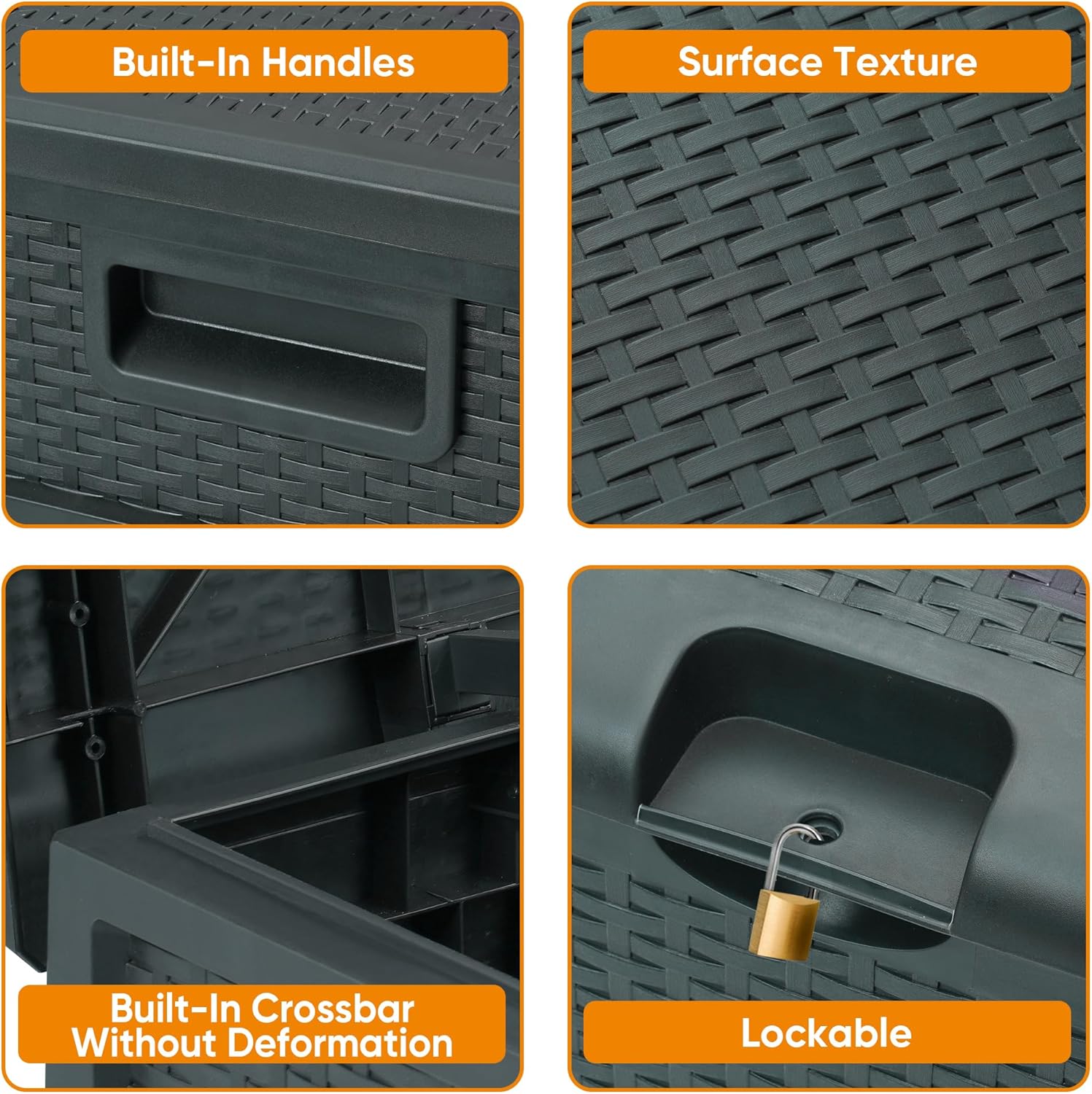 125 Gallon Resin Deck Box, Weatherproof Outdoor Storage Box for Patio, Garden, Pool, and Yard, Lockable Waterproof Bin for Tools, Cushions, and Accessories, Grey