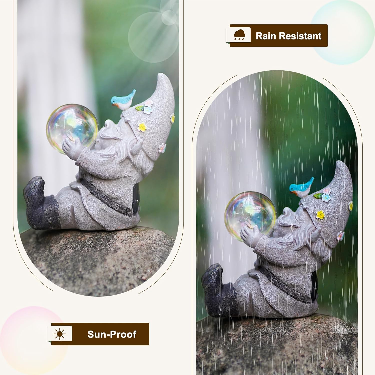 MININOVA Gnomes Garden Statues Outdoor Decor with Solar Lights Waterproof Cute Ornament for Outside Patio Lawn Housewarming Gifts