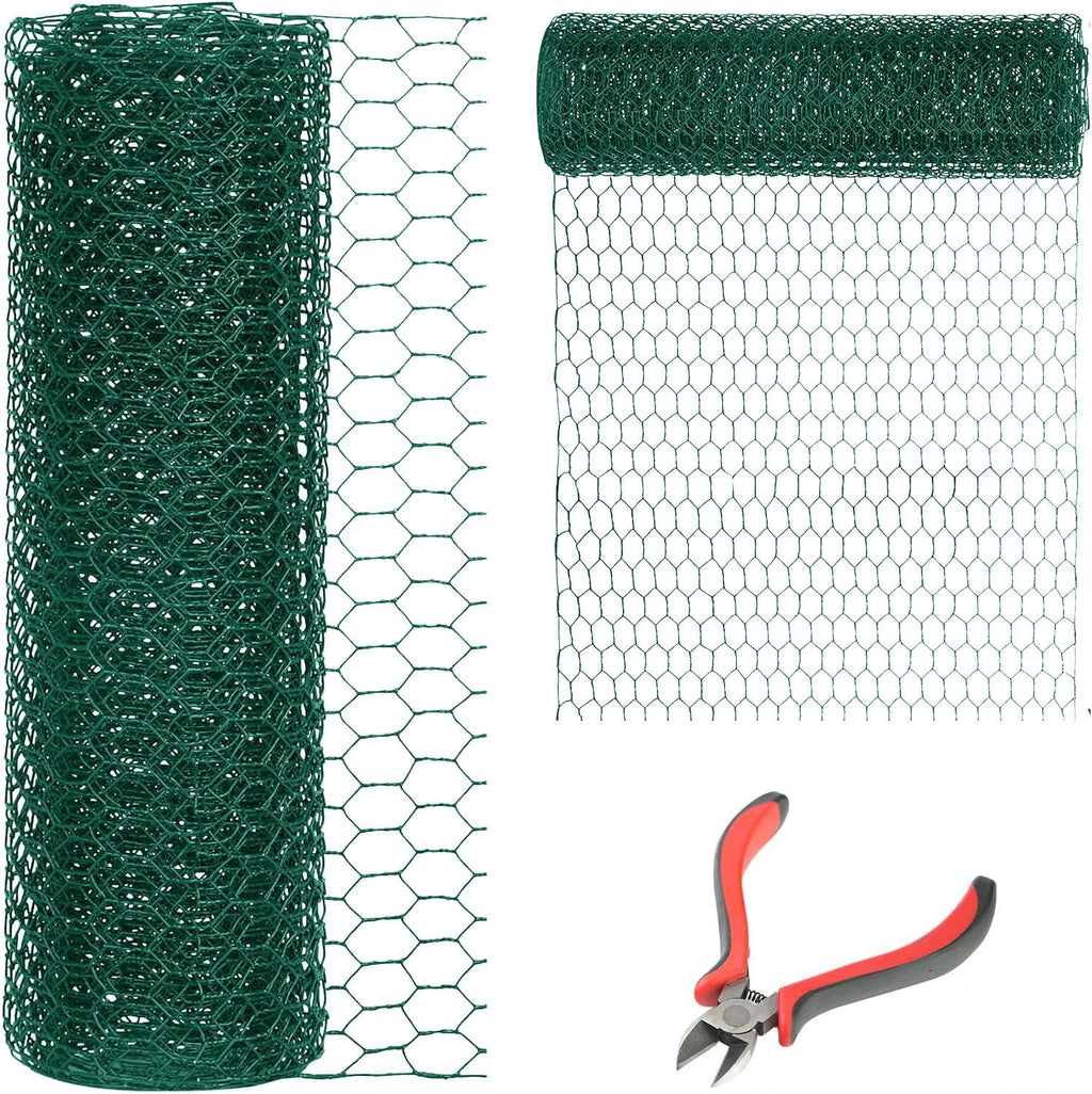 24'' x 150' Green Chicken Wire Fencing, 1 inch Chicken Wire and 20 Gauge Poultry Netting, Garden Mesh Fence Roll for Floral Arrangements/Crafts/Farm/Livestock/Pet Protection