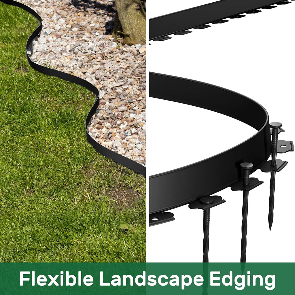 AGTEK Garden Edging 66FT Landscape Edging Kit 1.5 Inch Height Plastic Garden Border No Dig Lawn Border for Yard Flower Bed with 40 Stakes
