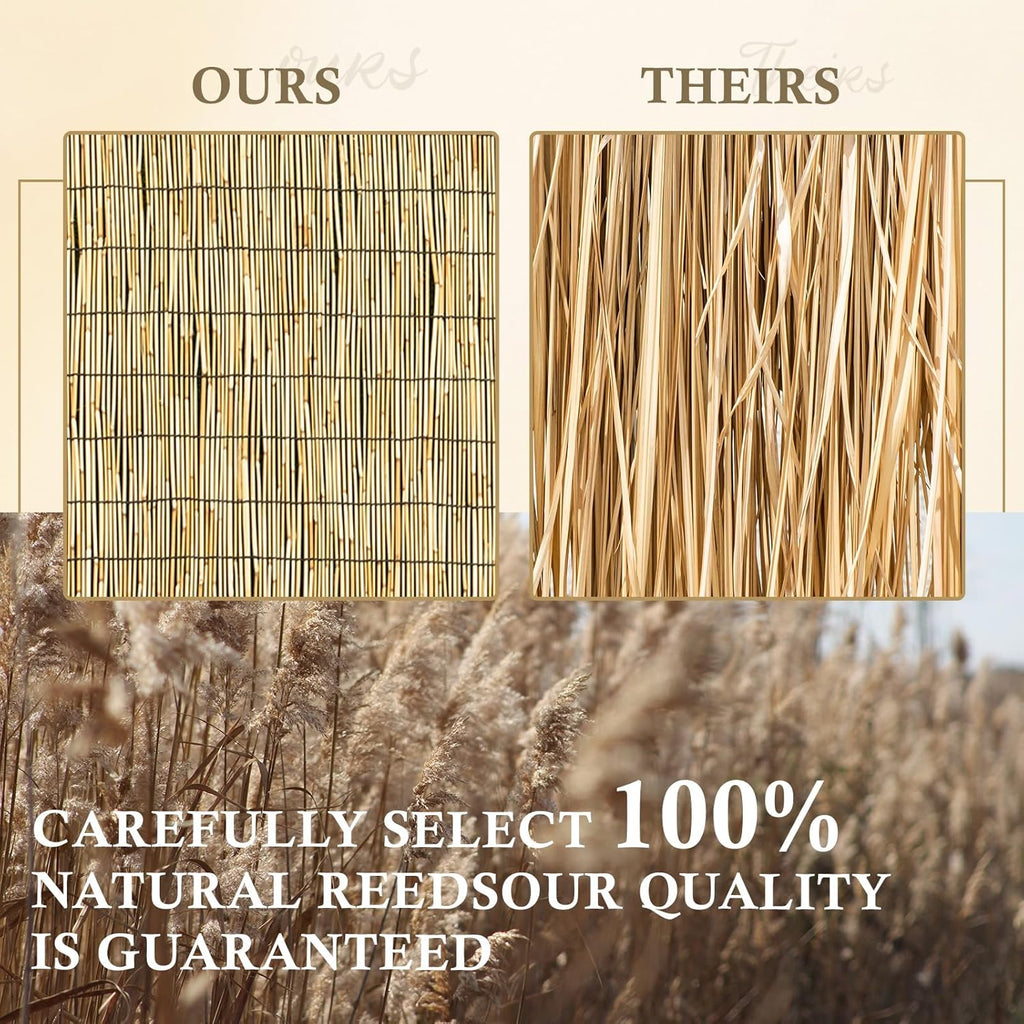 Natural 5.6FT X 16.4FT Reed Fencing Roll, Balcony Privacy Reed Shade Bamboo Fencing Garden Fence Border, Wind Block Sunshade Fence Screen for Outdoor Yard Patio Flower Bed Edge