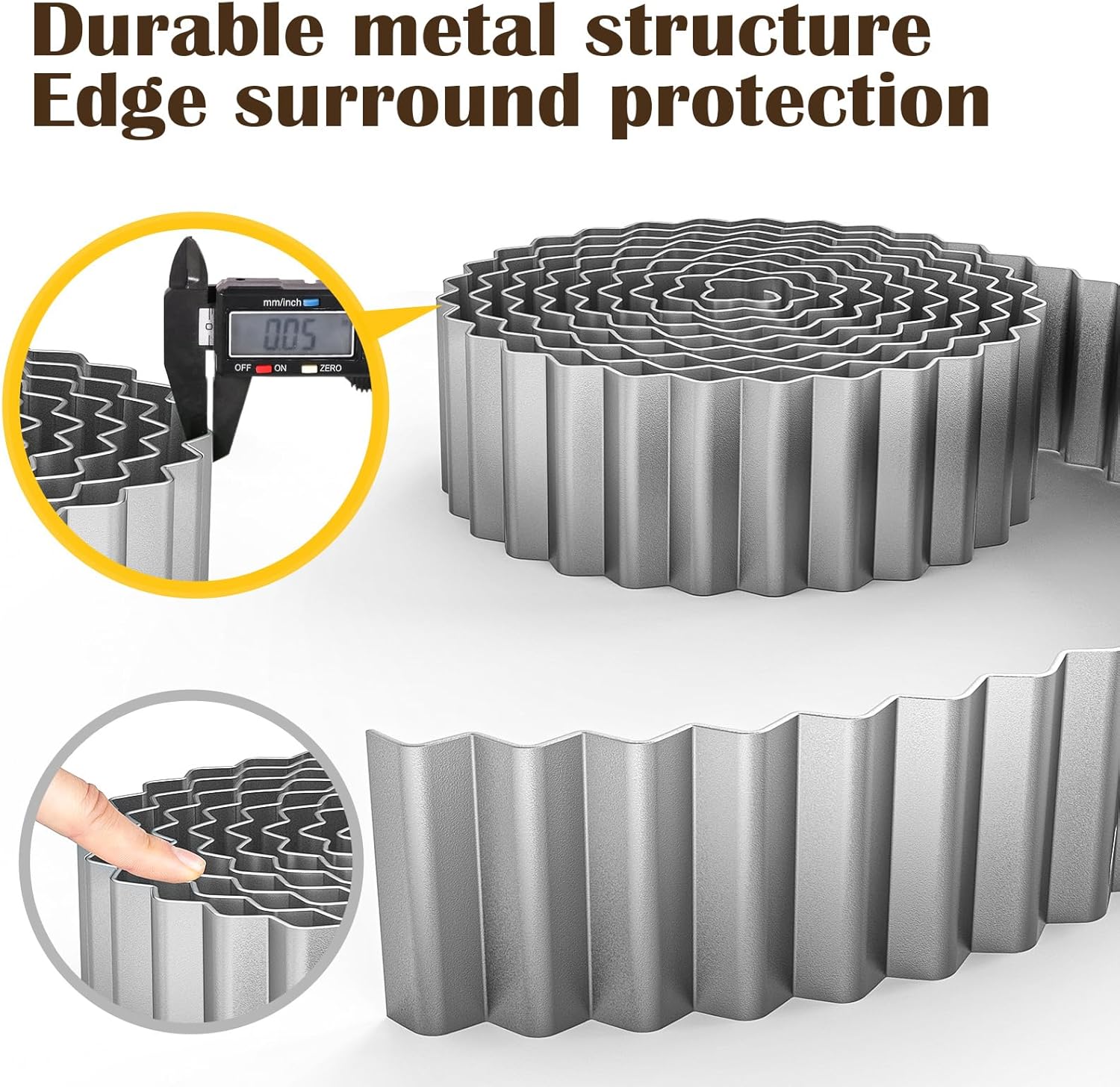 LAVEVE Corrugated Metal Garden Edging 3" x 100Ft, Landscape Edging Border for Lawn, Flower Bed, Garden Fence, Paver Edging (Silver)