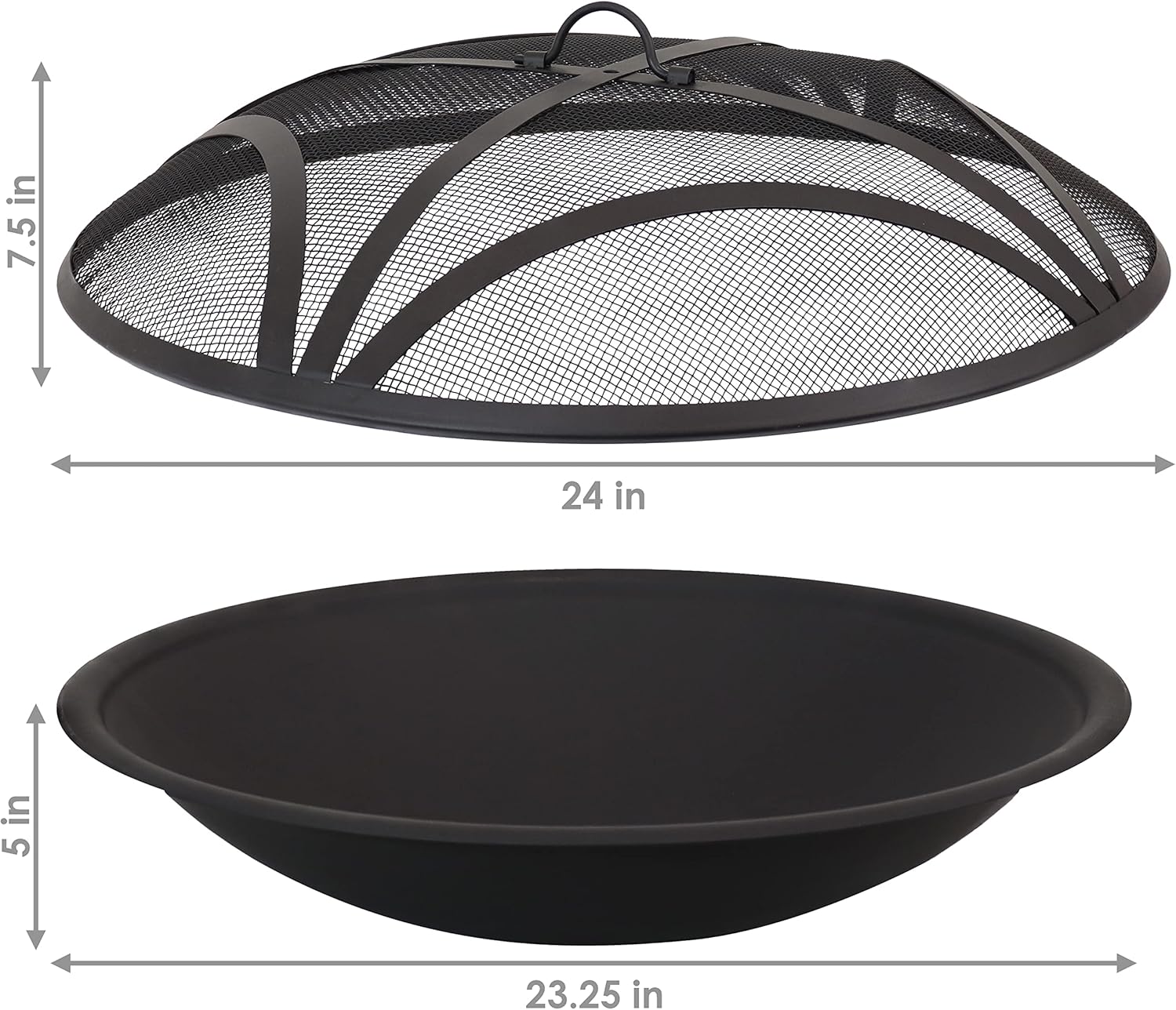 Sunnydaze 23-Inch Replacement Steel Fire Pit Bowl with Round Spark Screen - High-Temperature Painted Finish