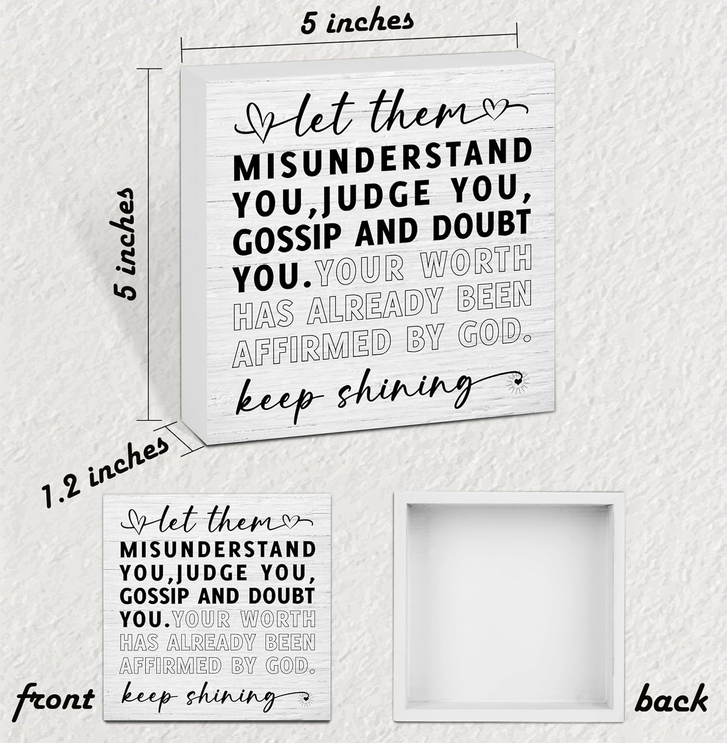 Let Them Wooden Sign, Desk Decorations For Women Office, 5x5 Inch Farmhouse Funny Office Decor Wood Box Sign, Desk Shelf Cubicle Accessories, Appreciation Gifts for Coworkers Boss, 09