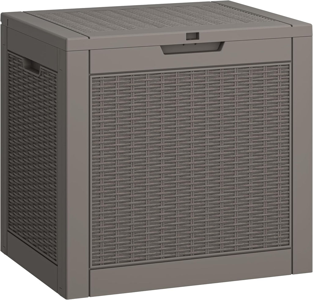 31 Gallon Deck Box, Resin Outdoor Storage Box, Waterproof and UV Resistant Deck Box, Lightweight Storage Box for Garden Tools, Pool Supplies