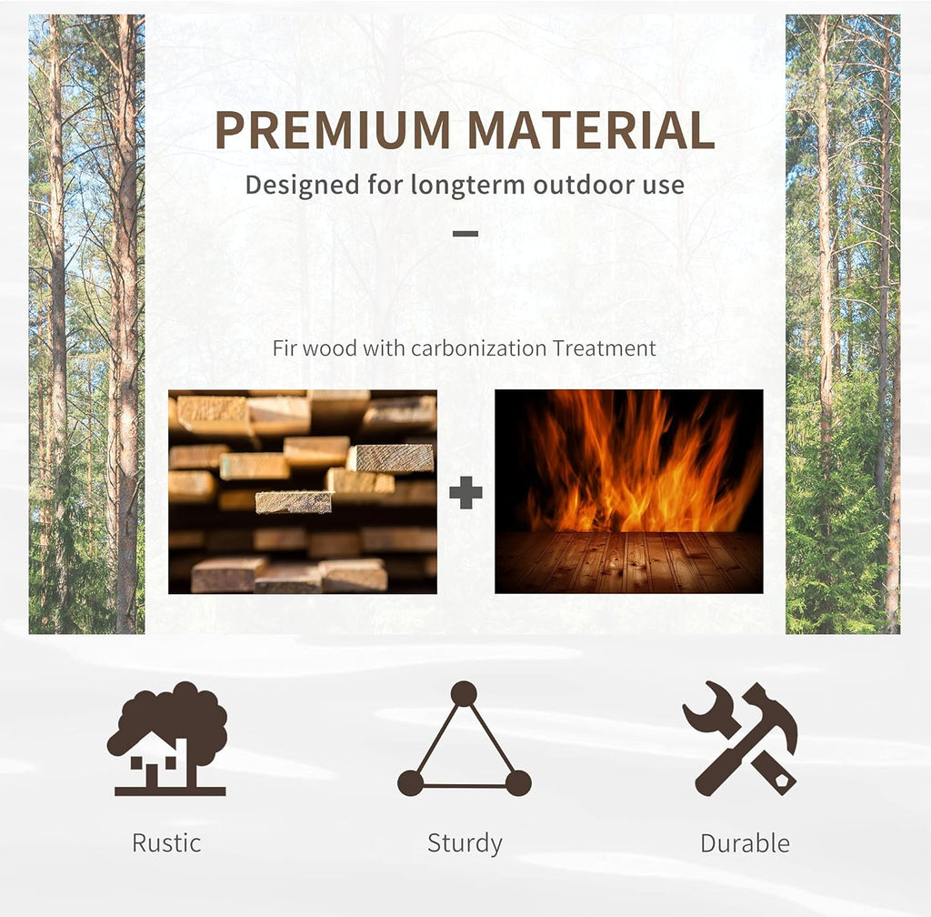 Outsunny 3.3ft Wooden Garden Bridge Arc Footbridge with Half-Wheel Style Railings & Solid Fir Construction, Stained Wood