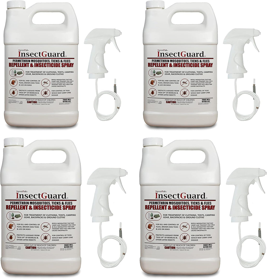 InsectGuard Permethrin Mosquitoes, Ticks and Flies Repellent & Insecticide Spray Gallon (128.00oz) 4 Pack - Case Pack