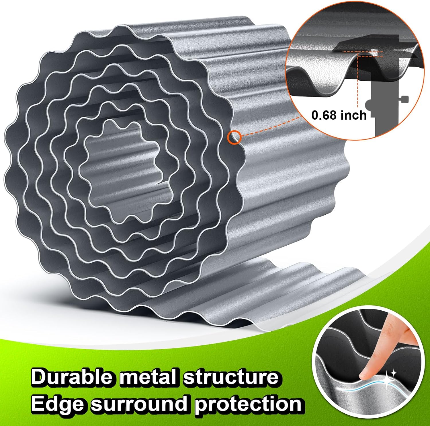LAVEVE Corrugated Metal Garden Edging 6" x 10Ft, Landscape Edging Border for Lawn, Flower Bed, Garden Fence, Paver Edging (Silver)