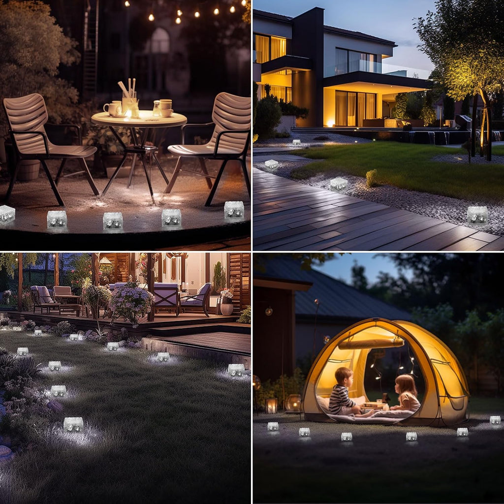 Solar Brick Lights-Outdoor Solar Lights for Yard-Solar Brick Landscape Path Light 3 Pack LED Light Brick Garden Decor for Pathway Patio Walkway Backyard Decoration