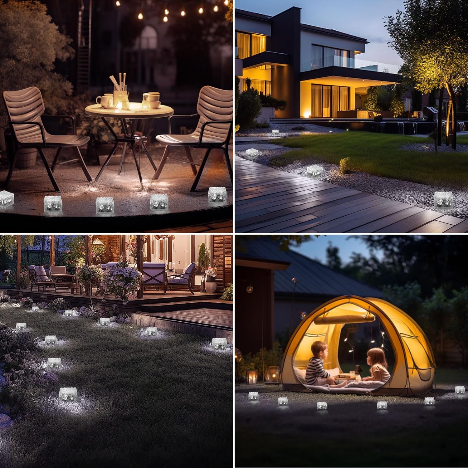 Solar Brick Lights-Outdoor Solar Lights for Yard-Solar Brick Landscape Path Light 3 Pack LED Light Brick Garden Decor for Pathway Patio Walkway Backyard Decoration