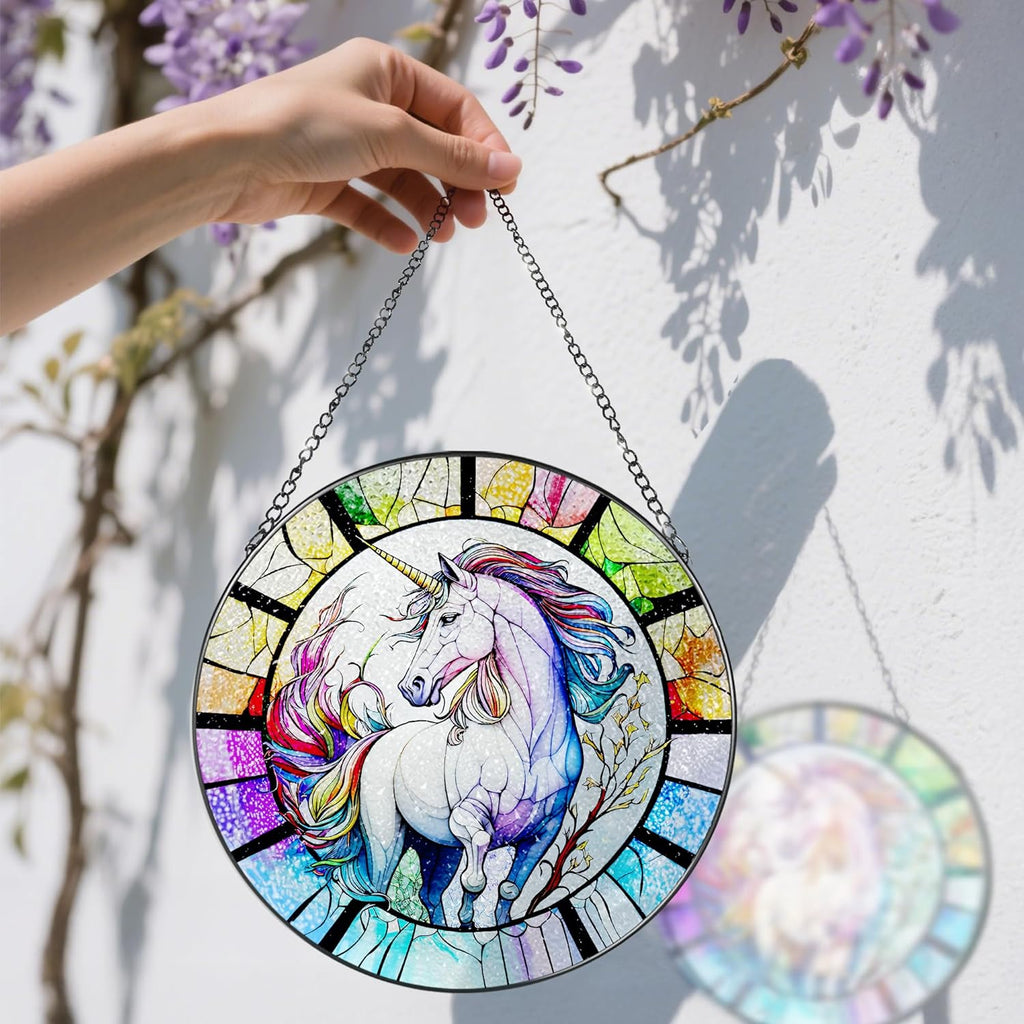Stained Glass Window Hanging, Stained Glass Suncatcher, Unicorn Sun Catcher, Window Decor, Unicorn Gift, Gifts for Mothers Day, Christmas or Birthday Gift, Gifts for Her Mom Grandmother Daughter