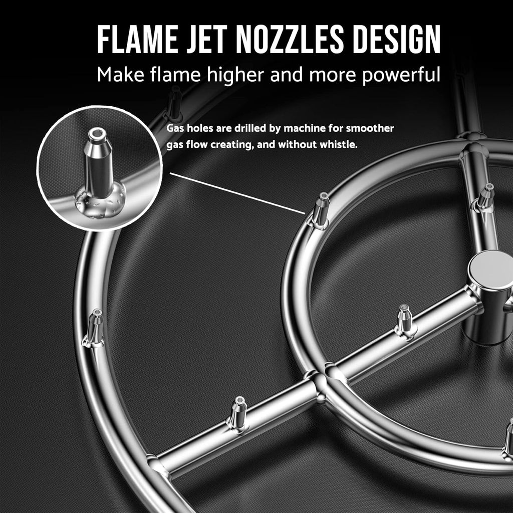 Skyflame 18 Inch Round Stainless Steel Fire Pit Jet Burner Ring - High Flame