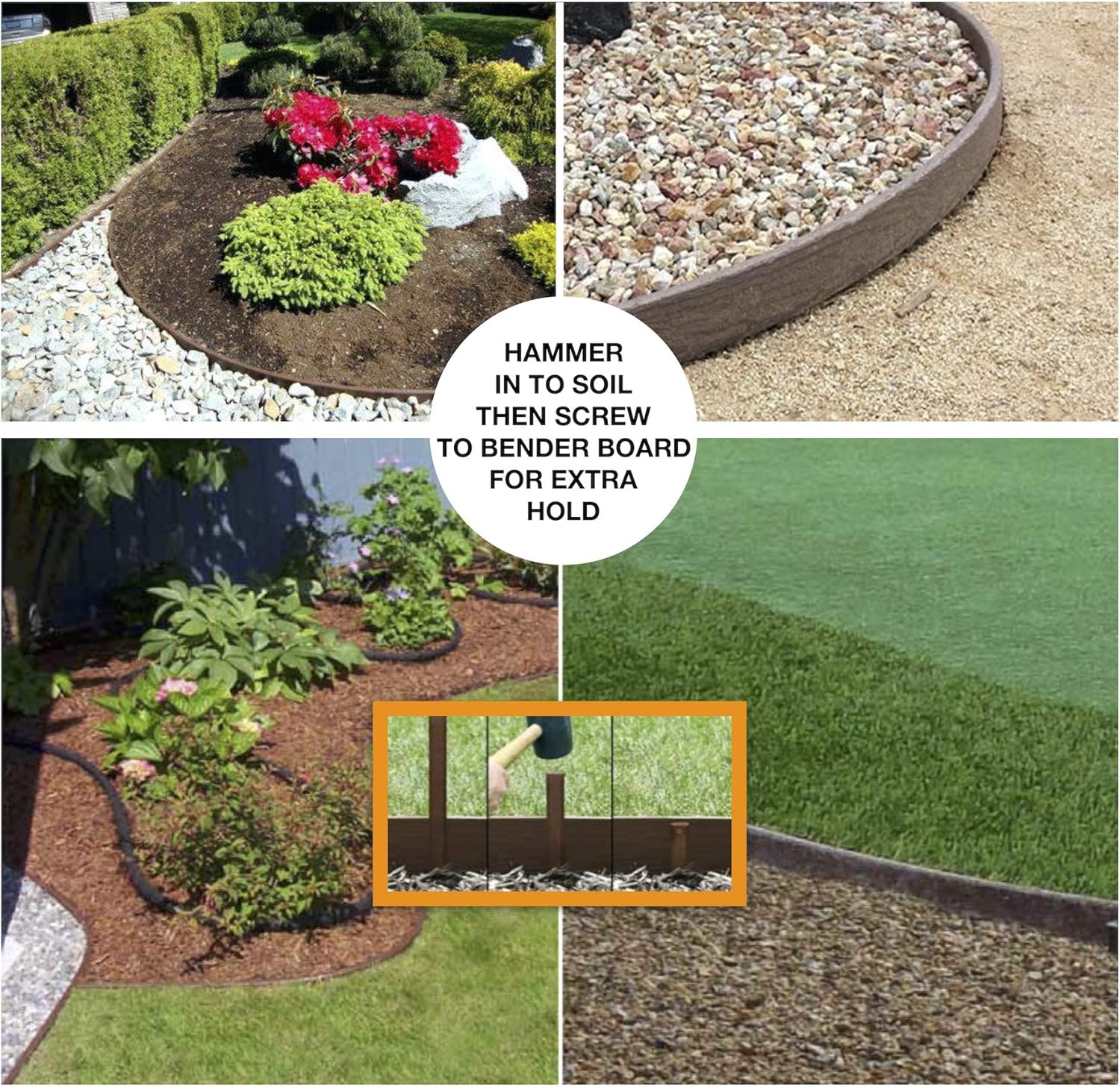 One Stop Outdoor (20-Pack) Heavy Duty, Brown Landscape Lawn & Garden Border Edging Stakes - Easy Install Terrace & Bender Board (20)