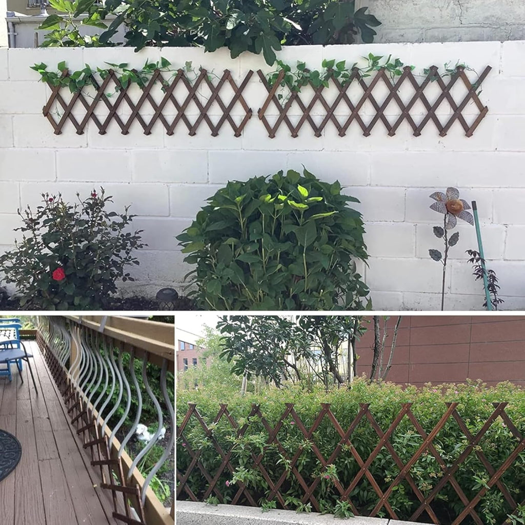 2 PCS Expandable Garden Trellis, 13.4" x 60" Trellis for Climbing Plants Outdoor, Wooden Lattice Fence Wall Panel Lattice Panels for Outside, for Climbing Plants Vine Ivy Rose Cucumbers Clematis
