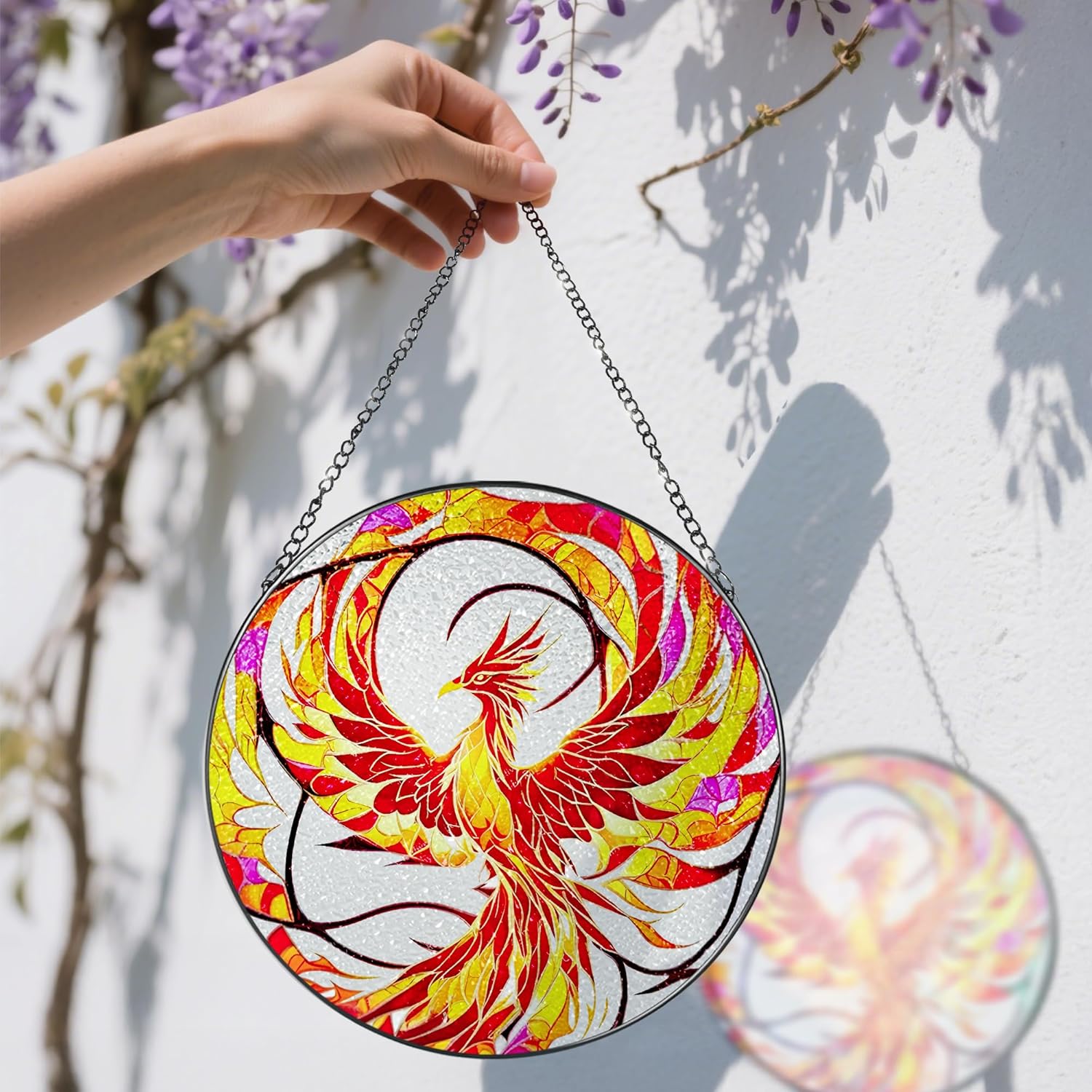 Stained Glass Window Hanging, Stained Glass Suncatcher, Phoenix Sun Catcher, Window Decor, Phoenix Gift, Gifts for Mothers Day, Christmas or Birthday Gift, Gifts for Her Mom Grandmother Daughter
