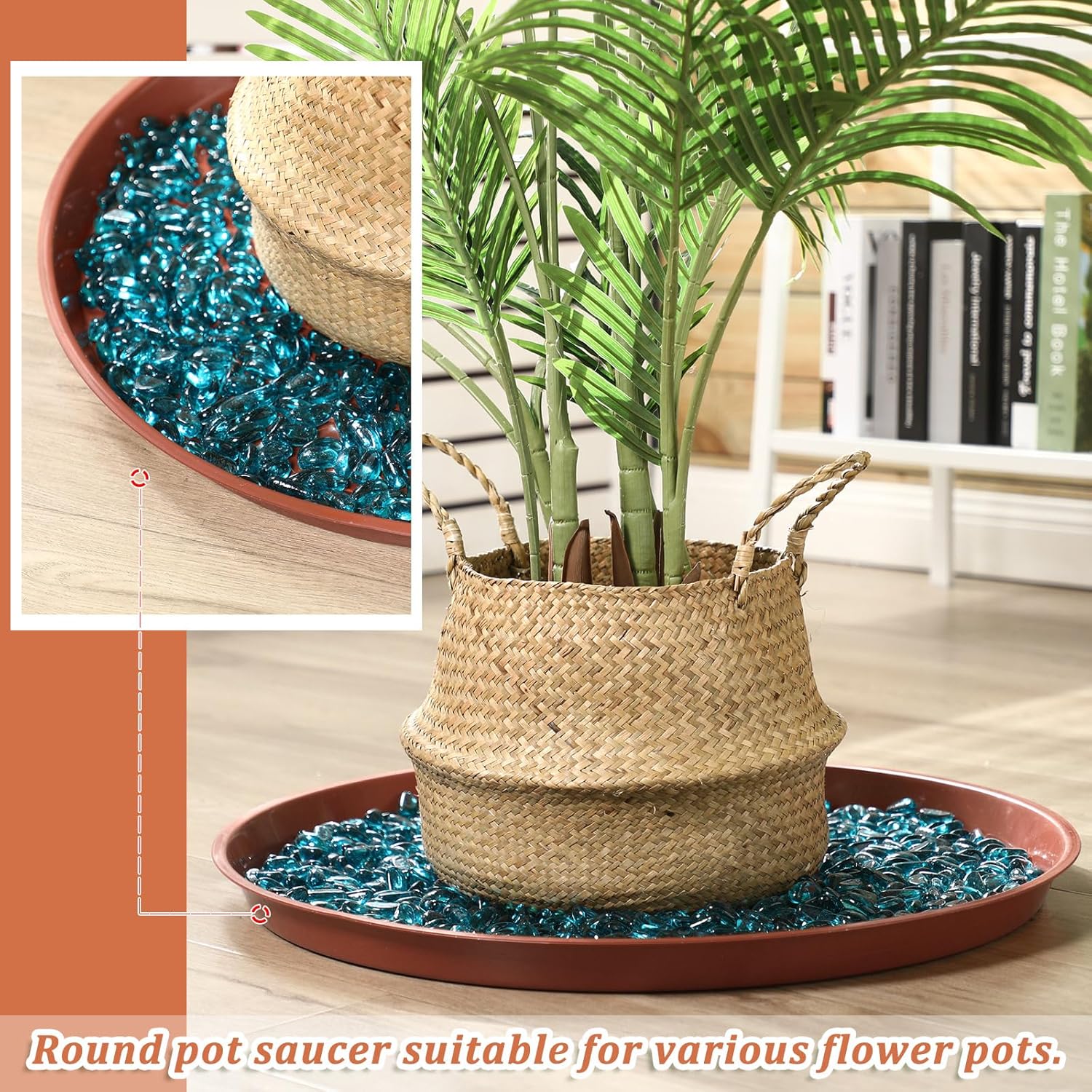 Eccliy 6 Pack Plastic Plant Saucer Heavy Duty Planter Saucers Large Plant Pot Saucers Plastic Water Trays for Indoors and Outdoors Flower Plant Plant Drip (Terracotta,25 Inch)