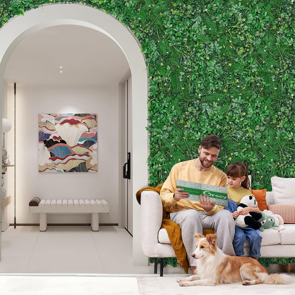 Grass Wall 20"x20" Pack of 16, Artificial Boxwood Panels, Privacy Hedge Fence Screen with UV Protection, Greenery Backdrop for Indoor Home Wedding Decor and Outdoor Garden Backyard