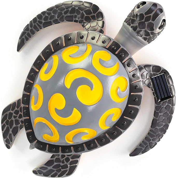 VP Home Tribal Sea Turtle Solar Powered Outdoor Decor Garden Light with LED Glowing Shell Great Addition for Your Garden, Decorations for Outside Patio Lawn Yard