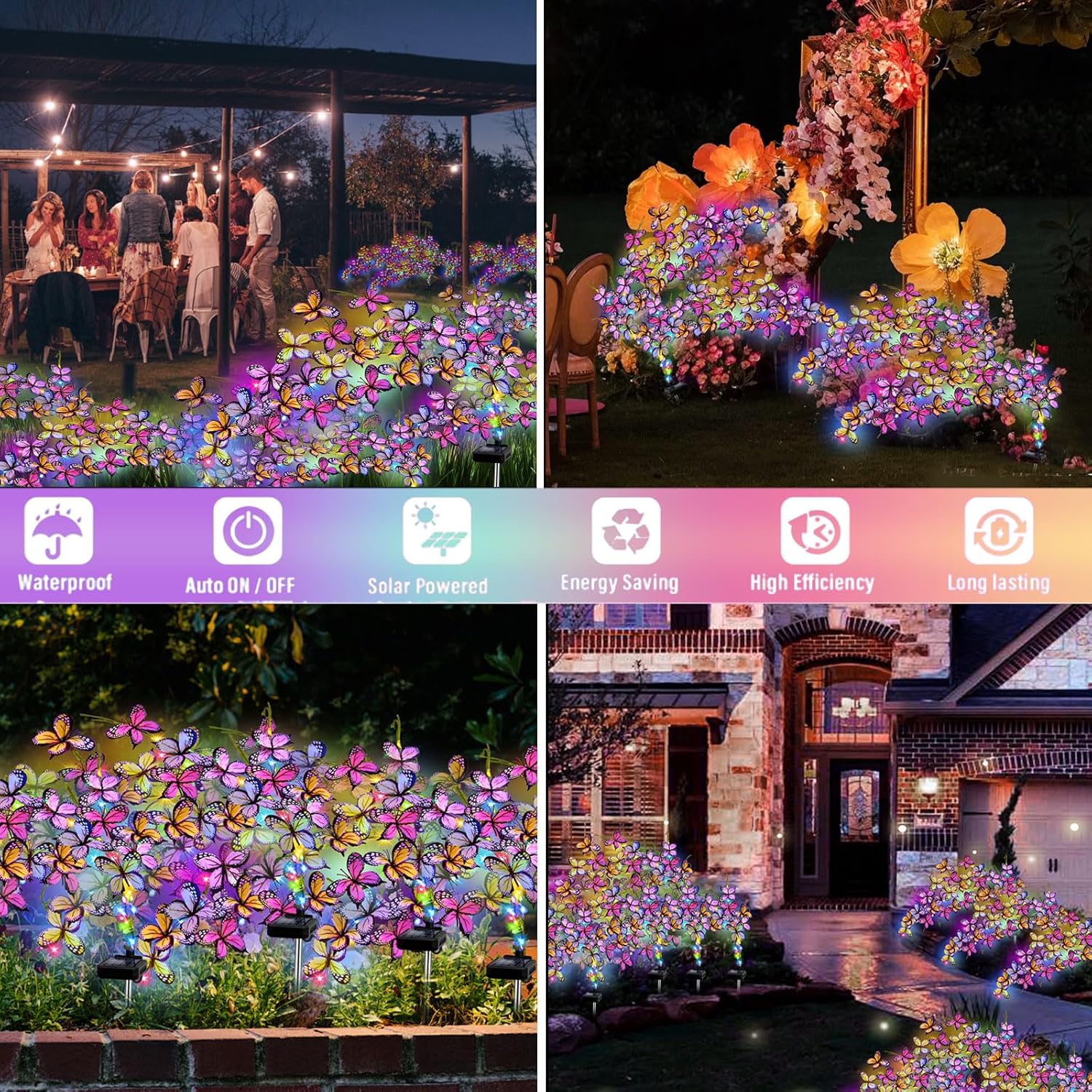 Solar Garden Lights Outdoor, Waterproof Solar Butterfly Lights 2 Pack Willow Vine Light with 80 LED 33 Butterfly Colorful Lighting for Garden Yard Lawn Outdoor Decor, Gift for Mom Women Mother's Day