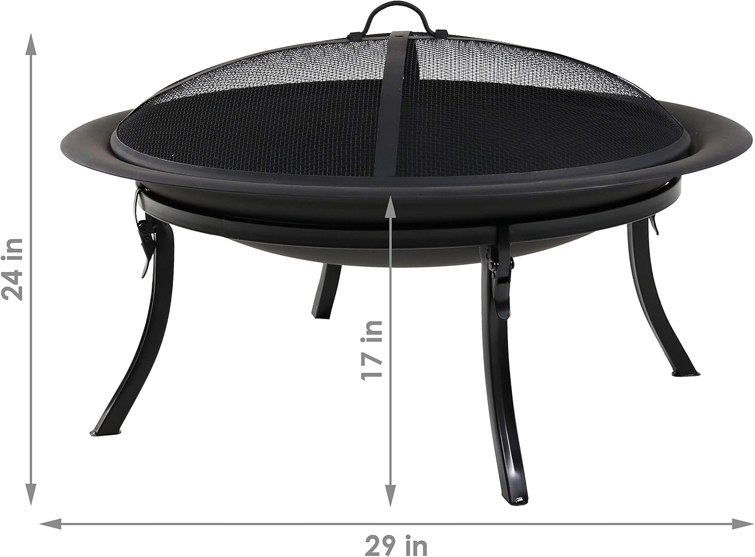 Sunnydaze 29-Inch Portable Fire Pit Bowl with Spark Screen, Fireplace Poker, Folding Stand, and Carrying Case Cover
