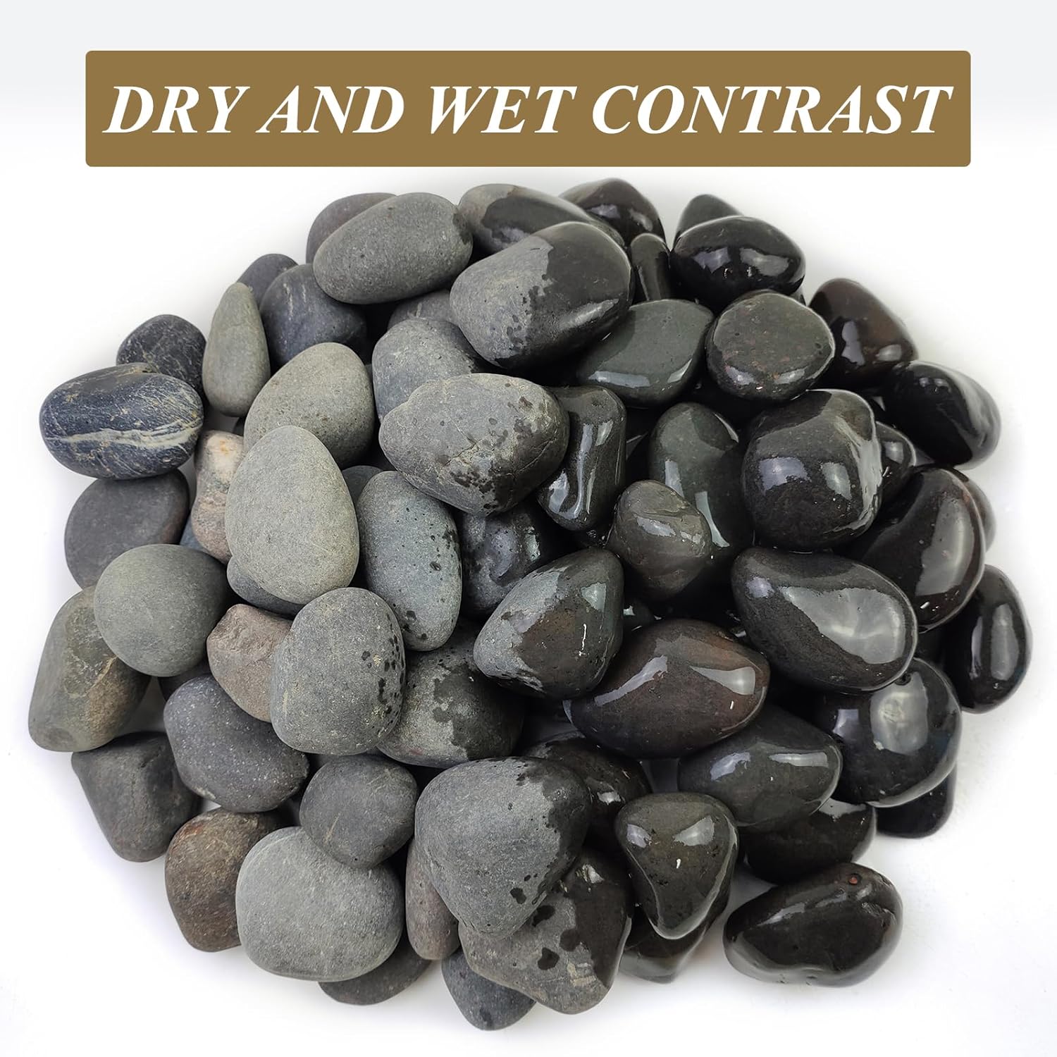 10 Pounds Black River Rocks, 2-3 Inch Black Stones Pebbles for Plants, Landscaping, Garden, Aquarium, Backyard and Indoor Water Fountains
