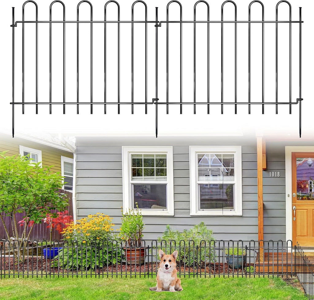 12 Panels Decorative Garden Fence, 17ft X 20in Rustproof Metal Animal Barrier Fence, No Dig Fence Garden Fence, Arched Flower Bed Edging Ornamental Wire Border Fencing for Outdoor Yard, Patio Deco