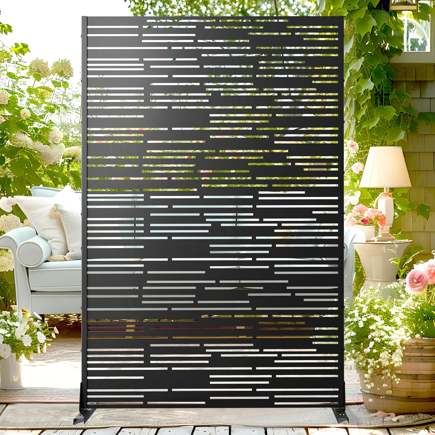 72" H×47" W Metal Privacy Screen Outdoor Privacy Screen Freestanding, for Patio Lawn Deck,Privacy Panels Decorative Privacy Fence(Consists of 3 Panels)