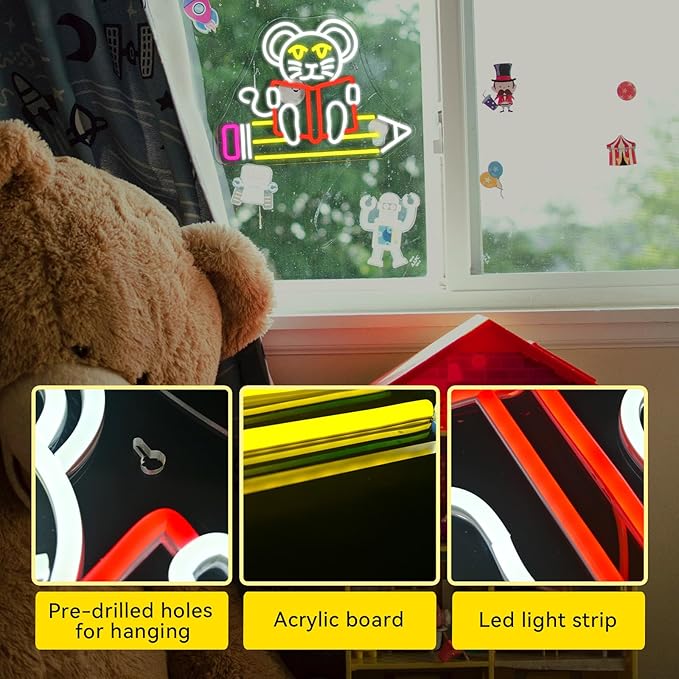 Pencil Mouse Neon Sign Mouse Book Reading Neon Lights for Wall Decor Dimmable Colorful Light Up Sign for Classroom Bookstore Library Bedroom Bookish Museum Teen Gifts (USB Powered 5V/2A)