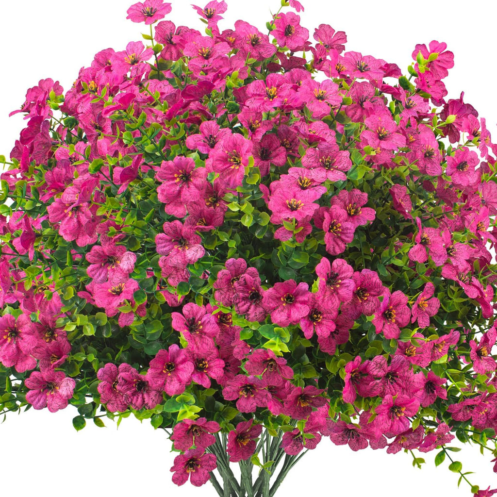 Artificial Fake Flowers for Outdoor Spring Decoration, 16 Bundles Faux Silk Colorful Daisy UV Resistant Realistic for Outside Porch Patio Home Yard Garden Planters Pots Window Box (Red Purple)