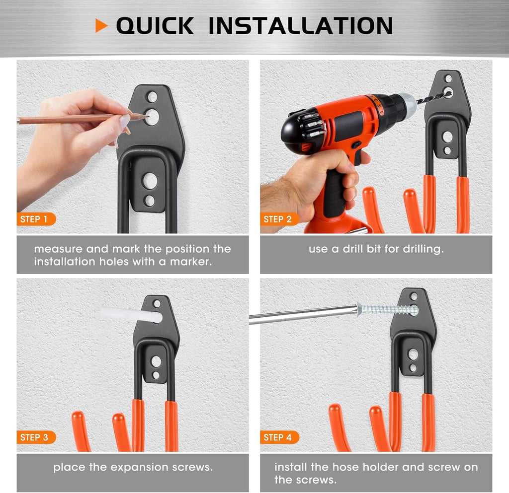 Upgraded Garage Hooks, 6 Pack Heavy Duty Wall Mount Steel Utility Hooks, Storage System Hooks for Power Tools, Garden Hose, Ladder, Bike, Cords, and More